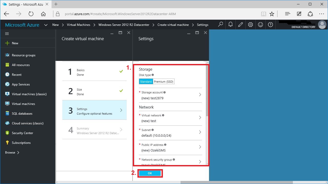 optional features of the azure sms sending