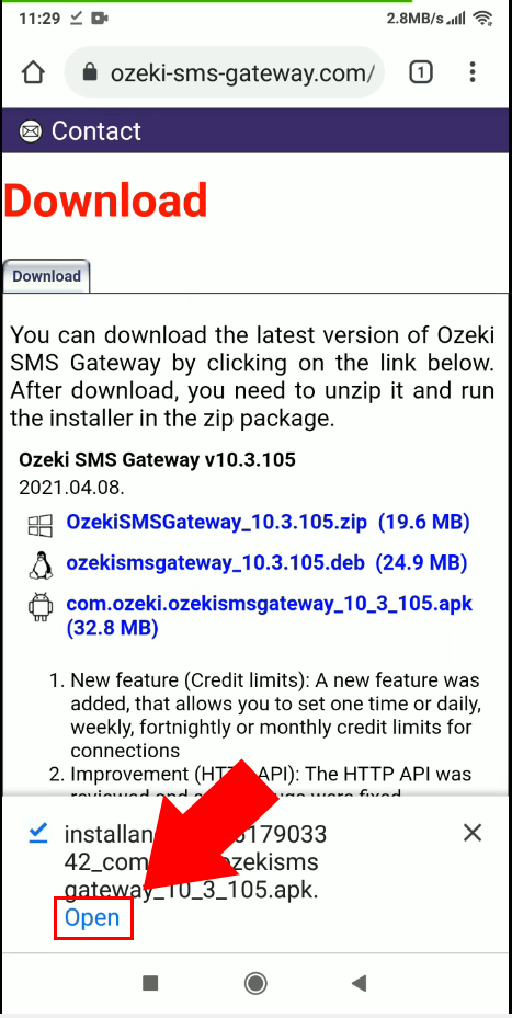 open the downloaded file