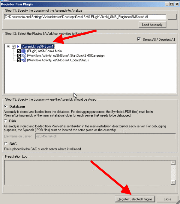 register selected plugins